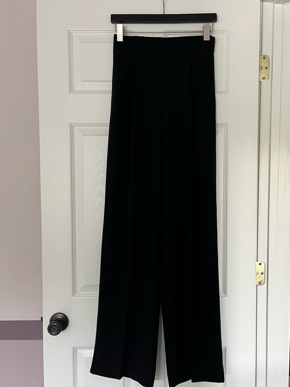 J.Crew Matte Crepe Wide-Leg Pleated Pants Black 00 H2815 NWOT